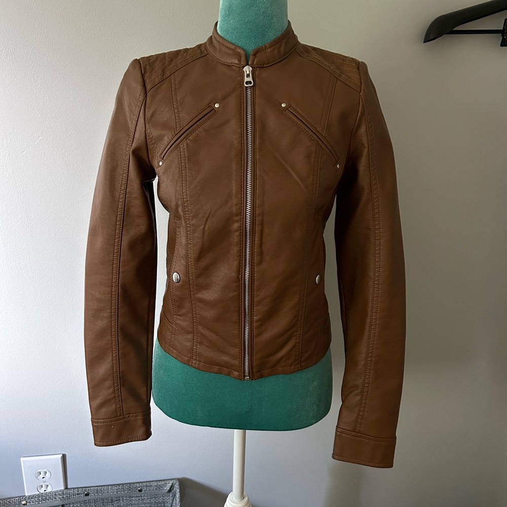 Dry Goods Brown  Faux Leather Jacket